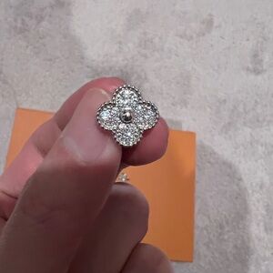 Custom VCA inspired dazzling silver earrings with zircon stones.